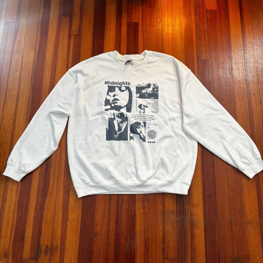 Taylor Swift Midnights Album Gray Graphic Sweatshirt Gildan Heavy Blend Size XL